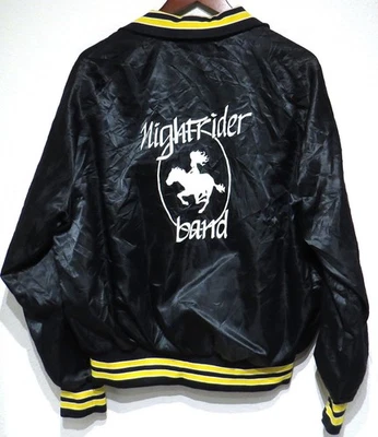 vtg NIGHTRIDER BAND Satin Jacket LARGE 80s North Dakota Rock Country Dixy Horse - Image 1 of 4