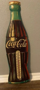 LETRERO TERMÓMETRO PUBLICIDAD BOTELLA COCA-COLA 29 pulgadas vintage años 50 - Imagen 1 de 15