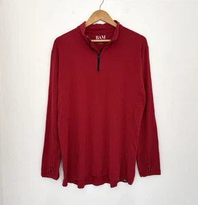 Ropa de bambú BAM cuarto cremallera top manga larga para hombre XXL 2XL rojo gimnasio - Imagen 1 de 7