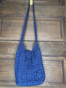 Schultertasche Handtasche dunkelblau geflochten - Bild 1 von 8