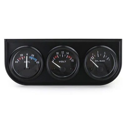 52mm Zusatz Instrumente Volt Öldruck Strom Ampere Youngtimer Retro Schwarz Set  - Bild 1 von 4