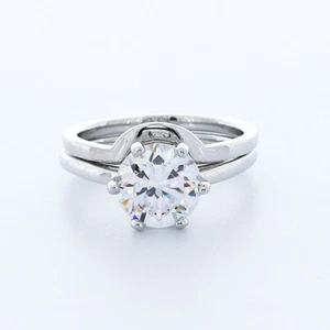 Klassisches Solitär-Brautset 2,5 KT AGI NATÜRLICHER DIAMANT E/VS1 RUNDSCHLIFF PLATIN - Bild 1 von 5