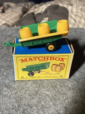 Matchbox Lesney Made In England John Deere Tipping Trailer Unused Barrels OG Box - Image 1 of 4