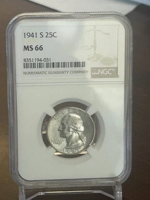 1941 S Washington Quarter   NGC  MS66 - Image 1 of 2