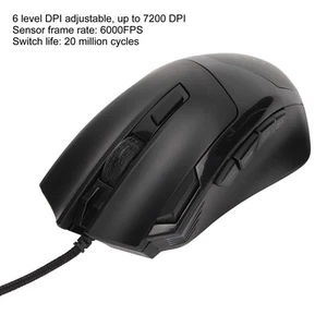 Gaming Wired Mouse Rgb 6 Dpi Levels High Accuracy Black 7200Dpi Wired Mous HOM - Picture 1 of 12
