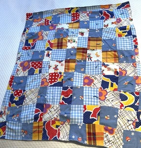 Patchwork Baby Quilt Primitive Gingham And Floral Hand Tied 26”x32” - Picture 1 of 9