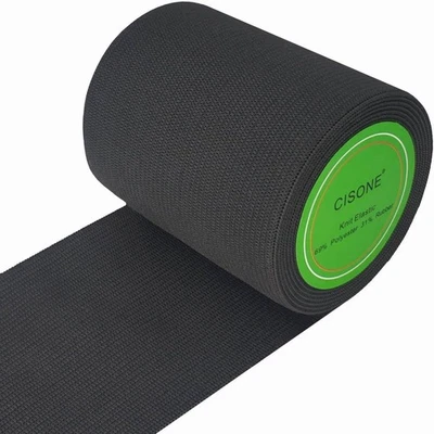 Tejido Elástico 3 Pulgadas Ancho Negro Pesado Elástico Alta Elasticidad Tejido Elástico Ban... Foto 1 de 4