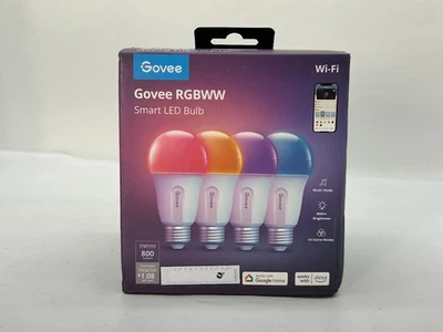 4-Pack 9-Watt 800 Lumens A19 Shape E26 Base 2700-6500K RGBWW Smart LED Bulb - Image 1 of 4