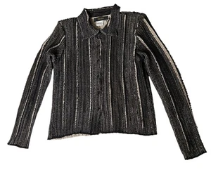 Bala Bala Crinkle Button Down Bluse Gr. Small braun Kragen Langarm LESEN - Bild 1 von 11