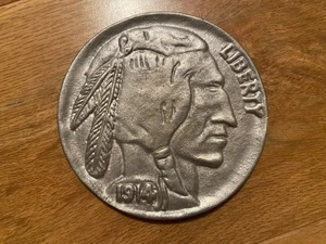 Posavasos/pesapapeles moneda de níquel búfalo cabeza india de 3" de colección de gran tamaño - Imagen 1 de 1
