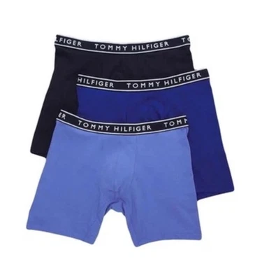 NWT Tommy Hilfiger.  3 Pack. Stretch Cotton Boxer Briefs.  Blue. MSRP $42.50 - Image 1 of 4