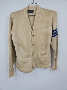 Cárdigan tejido 100 % lana crema años 50 60 suéter universitario Wilson & Wilson de colección - Imagen 1 de 19