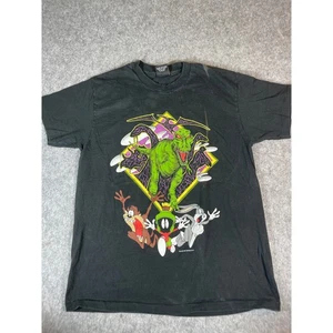 VINTAGE 1993 Looney Tunes Jurassic Park Shirt Mens XL Gray Single Stitch Promo - Picture 1 of 4