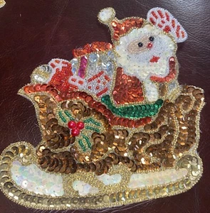 BABBO NATALE VINTAGE UNION TRADING CO. PAILLETTES IN SLITTA CON TOPPA REGALI - Foto 1 di 2