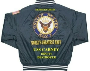 USS CARNEY  DDG-64 DESTROYER EMBROIDERED SATIN JACKET(BACK ONLY) - Picture 1 of 3