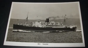 Echt Foto RP Postkarte MV Kilikien Dampfschiff RPPC Liverpool nach Karachi Fahrplan - Bild 1 von 2