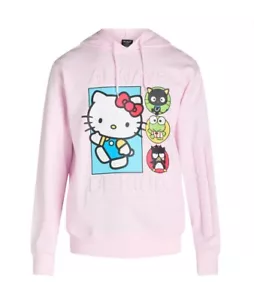 Hello Kitty Graphics Pink Always Be Kind Embossed Men’s Pullover Hoodie Size XL - Picture 1 of 9