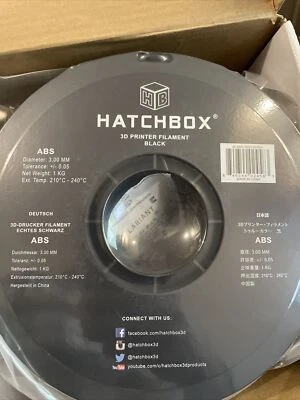 HATCHBOX ABS 3.00 mm 3D Printer Filament in Black 1kg Spool NEW! (B110) - Image 1 of 4