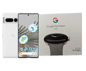 GOOGLE PIXEL 7 PRO PHONE AND WATCH LTE CHAMPAGNE GOLD STAINLESS STEEL BUNDLE - Picture 1 of 9
