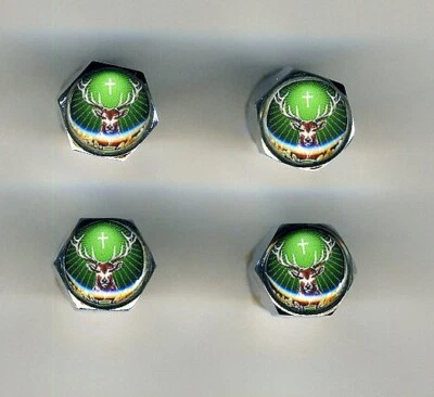 Jagermeister 4 Chrome Plated Brass Tire Valve Caps Car or Bike Golf Carts - Image 1 of 2