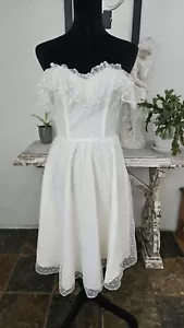 Abito vintage anni 80 PIZZO Jolie Madame avorio SWING GOTH STEAMPUNK TULLE 7/8 - Foto 1 di 14