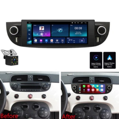 BCSMMCAR For Fiat 500 2007-2018 Fit Apple Carplay Android 14 Car Stereo Radio GPS +Camera