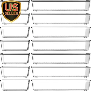 14 Pack Large Clear Plastic Drawer Organizer Set, Bathroom Organizer Vanity Tray - Picture 1 of 7