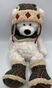 Cappello invernale Hugfun Int'l 2011 bianco/verde orsacchiotto stivali sciarpa plaid vacanza - Foto 1 di 19