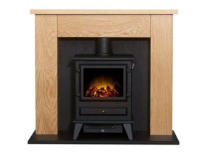 Adam Chester Stove Suite Oak + Hudson Electric Stove Black, 39" - Picture 1 of 7