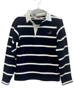 Camisa Polo Barbarian Rugby Nantucket •Mujer XS• Azul Blanco Rayas Cape Cod Nueva Sin Etiquetas - Imagen 1 de 15