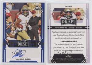 2022 Leaf Draft Auto Blue Jahmyr Gibbs #BA-JG1 Auto