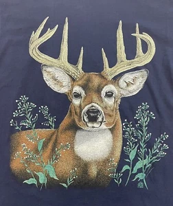 Wildlife Deer Vintage T Shirt Size Large Graphic Print Single Stitch 90s USA - Picture 1 of 4