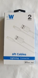 2 Pack Just Wireless 6Ft Cables for iPhone Charge And Sync - White  - Picture 1 of 4