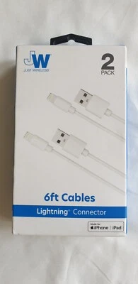 2 Pack Just Wireless 6Ft Cables for iPhone Charge And Sync - White  - Image 1 of 4