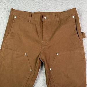 Black Icon Pants Mens XL (34x30) Brown Double Knee Flared Carpenter Zipper Belt - Picture 1 of 14