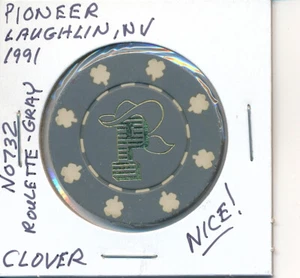 ROULETTE CASINO CHIP - PIONEER LAUGHLIN NV 1991 CLOVER #N0732 SCHÖNER CHIP - L@@K! - Bild 1 von 2