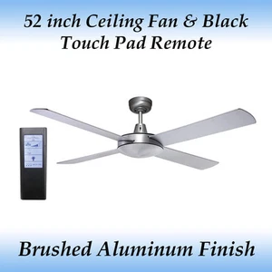 Genesis 52 inch Brushed Aluminium Ceiling Fan and Black Touch Pad Remote - Picture 1 of 4