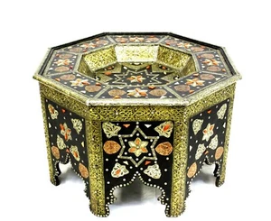 Moroccan Coffee Table Center Piece Black Gold Authentic Home Décor Handmade - Picture 1 of 4