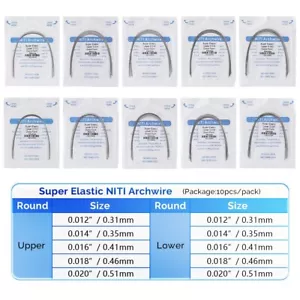 Paquete de 10 AZDENT Ortodoncia Dental Super Elástico Niti Arco Alambre Redondo Forma Ovoide - Imagen 1 de 19