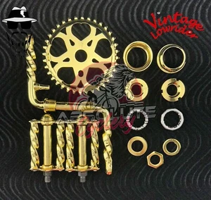 VINTAGE LOWRIDER GOLD TWISTED CRANK PACKAGE FOR 20" CRUISER/LOWRIDER BICYCLES. - Picture 1 of 1