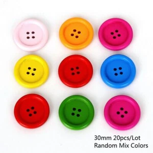 4 Holes Wooden Buttons Round Flatback Scrapbook Decor DIY Sewing Craft Materials - Picture 1 of 17