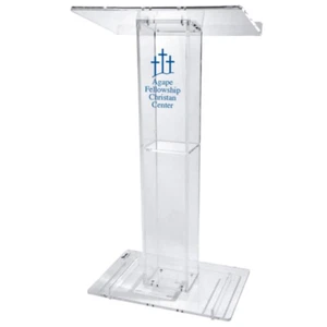 Kingdom Idaho Personalized Acrylic Pulpit with Shelf | Durable Podium for Church - Picture 1 of 7