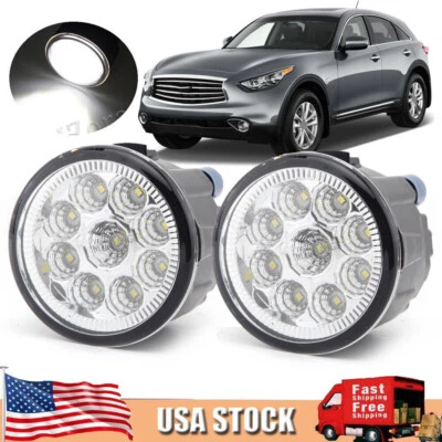 Pair LED Fog Light Lamp For Infiniti FX35 FX37 FX45 FX50 G25 QX70 QX80 QX56 M56 — 第 1/4 张图片