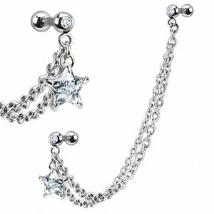 Doppelt Piercing Ohr Knorpel Ohr Tragus Strasssteine Stern - Bild 1 von 1