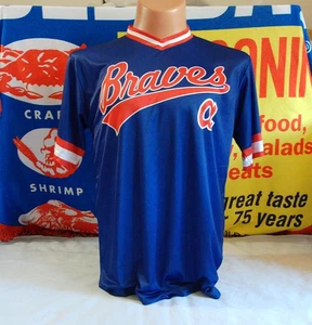 ATLANTA BRAVES Retro Trikot Shirt Herren Large True Fan blau ATL MLB BASEBALL - Bild 1 von 4