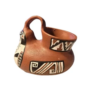 Vintage Chilean Folk Art Pottery Vessel – Hand-Painted Double-Spout Figural Jug - Picture 1 of 6