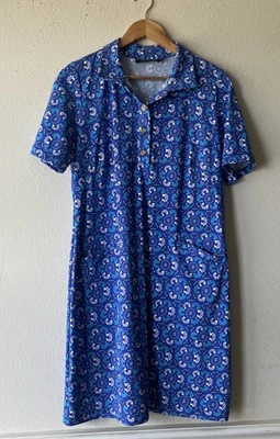 Camisa Katherine Way EE. UU. Azul y Blanco Manga Corta Vestido Retro Golf M Preppy Foto 1 de 4