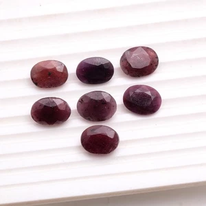 7 Pcs Natural Ruby Oval Faceted Cut 13mm-14mm Untreated Huge Loose Gemstone Lot - Picture 1 of 6