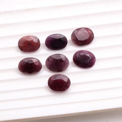 7 Pcs Natural Ruby Oval Faceted Cut 13mm-14mm Untreated Huge Loose Gemstone Lot - Image 1 of 4