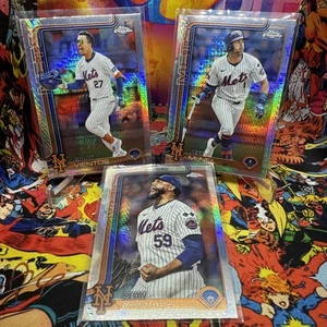 2025 Topps Chrome - 3 Card Lot - Prism Refractors NY Mets McNeil Vientos Manaea - Picture 1 of 2